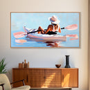 Kayaker, Summer Adventure, Water Sports Art, Canvas Print, Minimalist Wall Decor, Coastal Home Art, Boho Beach Painting, Modern Artwork