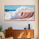 Ocean Wave, Surreal Seascape, Coastal Energy, Beach House Wall Art, Modern Nautical Decor, Blue and Pink Aesthetic, Canvas Print