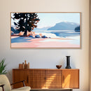 Mountain Lake, Pine Tree, Scenic Nature, Landscape Painting, Framed Canvas Print, Bedroom Wall Art, Rustic Home Decor, Nature Gift