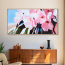 Pink Cherry Blossoms, Floral Wall Art, Romantic Botanical Print, Spring Bloom Decor, Nature-Inspired Aesthetic, Bedroom Framed Canvas Print