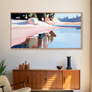 Coastal Tree, Overhang, Canvas Print, Ocean-inspired decor, modern beach wall art, pastel seascape, tranquil scenery, tropical vibes