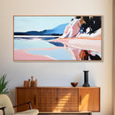 Mountain Snow, Abstract, Framed Canvas Print, landscape painting, bold brushstrokes, mountain art, Scandinavian decor, minimalist art