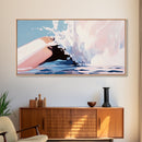 Ocean Splash, Wave Art, Coastal Decor, Beach House, Modern Seascape, Blue Wall Art, Water Painting, Minimalist, Framed Canvas Print