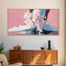 Splashing Water, Abstract Ocean Art, Pink Blue Aesthetic, Coastal Wall Decor, Modern Minimalist, Living Room Art, Canvas Print