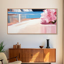 Pink Blossom, Coastal Wall Art, Living Room Decor, Framed Canvas Print, Modern Beach Painting, Pastel Home Decor, Seaside Art