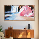 Waterfall Cove, Tranquil Scene, Canvas Print, Nature Wall Art, Serene Waterfall, Ocean Decor, Relaxing Home Art, Bathroom Wall Art