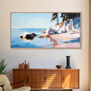 Seaside Escape, Cliffside Beauty, Canvas Print, Modern Coastal Art, Boho Nature Painting, Blue Ocean Decor, Large Wall Art, Living Room