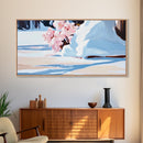 Snow Blossoms, Winter Floral Art, Canvas Print, Christmas Wall Decor, Elegant Wall Art, Nature Inspired Painting, Bedroom Wall Art