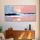 Tranquil Beach, Soft Tones, Framed Canvas Print, Pastel Seascape, Serene Wall Art, Calming Bedroom Decor, Ocean Painting