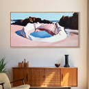 Ocean, Rock Pool, Abstract, Framed Canvas Print, Coastal Home Decor, Tranquil Artwork, Minimalist Landscape, Soft Pastel Painting
