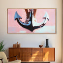 Nautical Anchor, Surreal Maritime, Ocean Aesthetic, Coastal Home Decor, Pink Nautical Art, Living Room Wall Art, Canvas Print