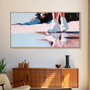 White Boots, Fashion Photography Art, Reflection Aesthetic, Minimalist Boho Print, Soft Pastel Colors, Framed Canvas Print, Bedroom Art