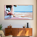 Beachside Terrace, Relaxing View, Oceanfront Art, Canvas Print, Coastal Home Decor, Nautical Painting, Living Room Wall Art, Blue Art