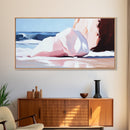 Ocean Rocks, Coastal Landscape, Beach Scene, Seaside Print, Framed Canvas Print, Modern Wall Art, Nautical Decor, Bathroom Art