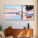 Desert Oasis, Lone Tree, Tranquil Reflection, Canvas Print, Southwestern Art, Earthy Color Palette, Minimalist Nature, Living Room Wall Art