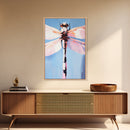 Dragonfly Art, Nature Illustration, Blue Sky Painting, Delicate Wings, Modern Wildlife, Canvas Print, Bedroom Wall Art, Minimalist Nature