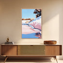 Winter Beach, Snowy Landscape, Soft Blue Sky, Minimalist Nature Scene, Abstract Seascape, Canvas Print, Office Wall Art, Calm Home Decor