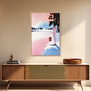 Sunset Lake, Mountain Reflection, Dreamy Landscape, Pastel Art, Framed Canvas Print, Living Room Wall Art, Romantic Nature Scene