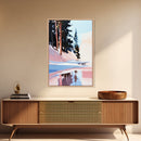 Snowy Pines, Winter Wonderland, Forest Reflection, Canvas Print, Cozy Cabin Decor, Christmas Wall Art, Minimalist Landscape Painting