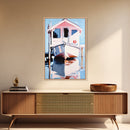 Boat Dock, Harbor Scene, Nautical Home Art, Coastal Wall Decor, Framed Canvas Print, Minimalist Beach Art, Modern Painting, Boho Art