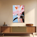 Pink Lily, Floral Painting, Modern Flower Wall Art, Framed Canvas Print, Bedroom Decor, Feminine Aesthetic, Boho Botanical Art