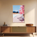 Mountain Reflection Art, Scenic Wall Decor, Abstract Lake View, Framed Canvas Print, Minimalist Nature, Bedroom Wall Art, Modern Aesthetic