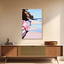 Ocean View, Coastal, Beach House, Serene, Dreamy, Pink Accents, Soft Hues, Summer, Relaxing, Minimalist, Boho, Canvas Print