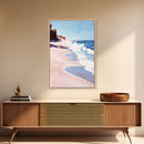 Ocean Waves, Coastal Art, Beach House Print, Nautical Wall Art, Framed Canvas Print, Modern Seascape, Minimalist Decor, Blue Tones
