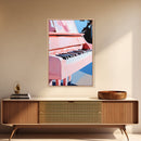 Pink Grand Piano, Elegant Music Art, Artistic Decor, Framed Canvas Print, Minimalist Home Art, Musician Gift, Boho Wall Art
