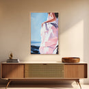 Elegant Woman, Fashion Art, Feminine Aesthetic, Minimalist Painting, Chic Wall Art, Soft Pastel Decor, Canvas Print, Bedroom Wall Art