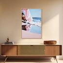 Flowing Waves, Dreamy Ocean Art, Framed Canvas Print, Abstract Beach Landscape, Soft Pastel Seascape, Coastal Serenity, Modern Decor