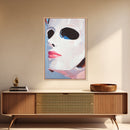 White Mask Portrait, Feminine Art, Minimalist Decor, Abstract Face Painting, Modern Aesthetic, Canvas Print, Framed Canvas Print