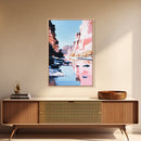 Canyon River, Reflection, Rocks, Framed Canvas Print, Nature Wall Art, Western Decor, Living Room Art, Minimalist Landscape, Boho Art