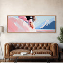 Pink Dress, Mountains, Canvas Print, Romantic Wall Art, Minimalist Painting, Bedroom Decor, Feminine Art, Modern Home Aesthetic