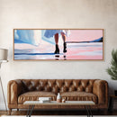 Fashion Walk, Chic Modern Art, Feminine Aesthetic, Pastel Wall Decor, Dreamy Reflections, Stylish Home Design, Framed Canvas Print