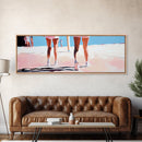 Walking On Sand, Beach Art, Summer Aesthetic, Coastal Canvas Print, Living Room Wall Art, Minimalist Art, Pastel Home Decor