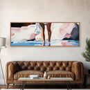 Beach Reflection, Coastal Art, Bedroom Wall Art, Framed Canvas Print, Soft Pastel Tones, Modern Painting, Boho Beach Aesthetic
