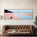 Sunset Beach, Warm Coastal View, Minimalist Ocean Art, Canvas Print, Living Room Wall Art, Tranquil Shoreline, Soft Pink Tones