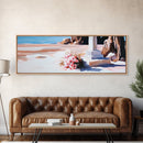 Memorial, Flowers, Beach, Canvas Print, Coastal Landscape Art, Minimalist Seaside Artwork, Tranquil Decor, Living Room or Office Wall Art