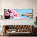 Pink Peony Art, Floral Abstract Painting, Feminine Wall Decor, Elegant Framed Canvas Print, Modern Minimalist Home, Soft Botanical Design