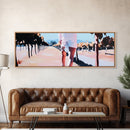 Vineyard Stroll, Summer Fields, Countryside Art, Framed Canvas Print, Warm Home Decor, Rustic Wall Art, Elegant Landscape, Entryway