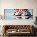 Beach Blossom Scene, Floral Coastal Art, Pastel Summer Vibes, Nature Wall Decor, Soft Aesthetic, Canvas Print, Bedroom Wall Art