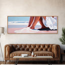 Romantic Beach, Ocean Waves, Coastal Painting, Minimalist Seascape, Pastel Sand Art, Nautical Wall Decor, Bedroom Art, Framed Canvas Print