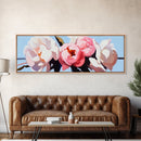Floral Peonies, Botanical Art, Pastel Flower Painting, Romantic Wall Decor, Minimalist Nature Print, Bedroom Art, Framed Canvas Print