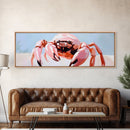 Pink Crab, Coastal Art, Beach House Decor, Nautical Wall Art, Ocean Theme, Framed Canvas Print, Living Room Wall Art, Modern Beach Art
