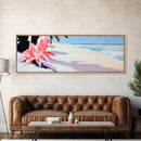 Tropical Beach, Palm Shadow, Minimalist Art, Coastal Wall Art, Summer Aesthetic, Framed Canvas Print, Living Room Art, Boho Beach Decor