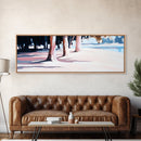 Beach Trees, Sunset Glow, Seaside Landscape, Coastal Art, Pastel Aesthetic, Framed Canvas Print, Living Room Art, Serene Escape