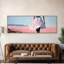 Flowing Dress, Beach Walk, Pastel Aesthetic, Dreamy Art, Canvas Print, Bedroom Wall Art, Feminine Home Decor, Soft Colors