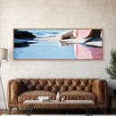 Reflected Ocean Scene, Coastal Landscape Print, Tranquil Beach Art, Blue Pastel Painting, Large Canvas Print, Living Room Wall Decor