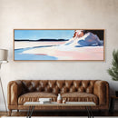Winter Landscape Print, Snowy Mountain Scene, Nature Painting, Soft Blue Art, Large Canvas Print, Minimalist Home Decor, Office Wall Art